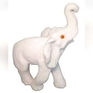 Vtg Norleans White Elephant Figurine Glass Eyes Made In Italy Sandstone Stone